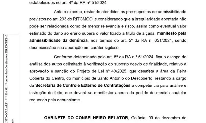 Representação ao MP relata indícios de irregularidades e omissão de receitas na gestão da Feira de Santo Antônio